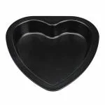 KUNYA 8 inch Heart Black Non-Stick Cake Pans Carbon Steel Bread Baking Pan Tray, 1Pc