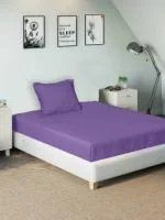 Sleeping Owls Cotton Lavender Single Bedsheet With Pillow Cover, 142 cm X 229 cm (Set Of 2)