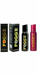 Fogg Fresh Aromatic Black Series For Men, 150ml & Fogg Essence Fragrant Body Spray for Women, Long-lasting, No Gas, Everyday Deodorant and Spray, 150ml & Fogg Fresh Spicy Black Series For Men, 150ml