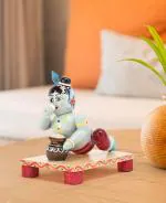 Adilakshmi Toys Etikoppaka Handicraft Wooden Baby Krishna Crawling (Multicolor)