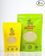 SHALINI MEHANDI UDHYOG Organic Herbal Ayurvedic GMO Free Ubtan Powder For All Skin type And Herbal Henna Powder For All Hair Type(700gm) 100% Pure & Natural With 2 Pair Of Gloves & 2 Head Caps