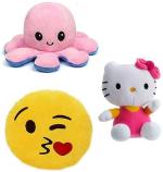 Kashish Trading Company soft octopus, kitty with kiss smiley for gift (15-30 cm) - 30 cm (Multicolor)