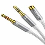 Ugreen 10790 Metal TRRS(F) To Dual(M) Audio To PC Adapter 3.5mm(White)