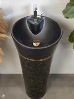 Clay Plus Designer One Piece Pedestal Damru Wash Basin