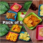 KWINTAS SET OF 6 Unbreakable Snack Serving Plate Assorted Colors
