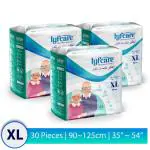 lyfcare Adult Pull -Up Pants Diapers ,Extra Large / XXL-30 Pieces (Pack Of 3, Each 10 Pieces) , Waist Size (90 - 125 Cm | 35 - 54 Inch)