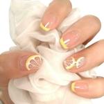 Secret Lives Acrylic Press on Designer Artificial Extension Transparent Bottom Yellow Tips and Lemon Design Fake Nails Design 24 pcs Set with Kit