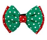 For The Fur Kids Double-Layered Dog Bow Tie: Christmas Elf Dog Bow (Green, Red)