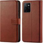Frazil Leather flip Case for Realme Narzo 50A Prime | Inside TPU with Card Pockets | Wallet Stand | Magnetic Closure | 360 Degree Complete Protection Vintage Flip Cover - Brown