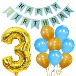 ACOME Blue, Gold Happy Birthday Banner, Number Foil And Metallic Balloons (Set Of 52)