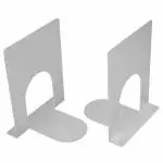 A10SHOP Ares Heavy Gauge Metal Bookends Non-Skid Base 7 inch x 5.3 inch x 4.7 inch- White (Set of 2)