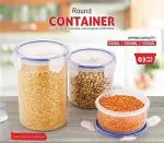 Faverito Lock & Lock Classics Round Container Plastic Airtight Storage Containers with Leak Proof Locking Lid Storage container set of 3(500 ml,1000 ml,1500 ml, Transparent) (Set Of 3)