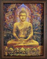 Elegance Multicolor Budha Wall Art Painting Frames For Home Décor - 10.25 X 13.25 Inch