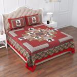 Dollifi 160 TC Cotton Printed Jaipuri Bedsheet Double Bed with 2 Pillow Covers