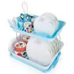 SVK Dream 3 in 1 Kitchen Sink Dish Drainer Drying Rack Multi Kitchen Sink Dish Plate Drainer Drying Rack Wash Organizer Tray Holder Basket (Blue)