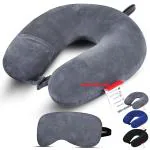 Zexsazone Travelling Neck pillow with Eye mask|GREY COLOUR|NECK PILLOW|TRAVEL PILLOW|used premium soft fabric multipurpose Neck, head rest
