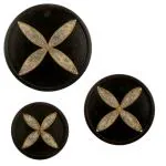 Diggy Arts Handcrafted Set Of 3 - Wooden Decorative Trays With Brasswork - Home Decor