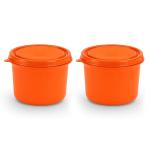 SOPL- Oliveware (logo) with Device Stainless Steel to Store Food in Plastic Free Benny Microwave Containers with Lid for Home & Office Use -Orange, 600ml - Set of 2