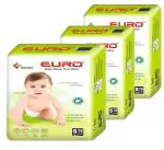 EURO Pant Style Baby Diaper Small (S), 228 Count, For babies of Upto 4-8Kg With Double Layer Leak Proof Protection , Anti Allergy , Anti Bacteria, Anti Odour upto 12hr protection, Diapers S76 -Pack of 3