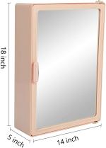 Pgen Pink Plastic Bathroom Mirror Storage, 14 X 14.5 X 18 Inch