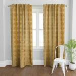 TailoringIndia Digital White Linen Printed On Yellow Colour Curtains for Windows, Doors, and Extra-Long Doorways - Elegance Redefined, Set of 1,pcs (Window - 5ft)