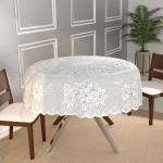 Bigger Fish 40 Inch Round Table Cover Poly Cotton Floral Elegant Design 2 Seater Tablecloth/White Small Center Table Cover