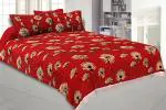 JAIPUR FABRIC Red Cotton Double Bed Sheet With 2 Pillow Covers 274 x 224 cm