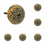 Maison Belle- Art & Craft Ceramic Door Knobs - Gold Antique Finish (Size 1.75 INCH, Pack of 6)