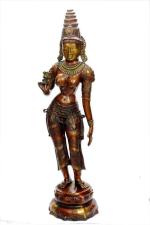 Idol Collections Brown Brass Welcome Lady Idol With Flowers l GOD IDOLS