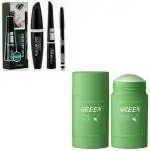 Lenon Professional Combo Of Green Tea Purifying Clay Stick Mask & 3 In 1 Waterproof Eyeliner, Liquid Mascara & Black Kajal (2 Items in the set)