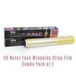 TDS PLUS WRAP 50 Meter Food Wrapping/Storage Cling Film (Pack 2)