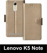Sbms Lenovo K5 Note Gold Artificial Leather Shock Proof Flip Cover