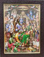 7 Hills Store Ram Darbar Lord Sri Rama Shri Sriram Parivar Family Sita Seetha Seeta Lakshman Lakshmana Hanuman Photo frame (9 Inch x 12 Inch ) , Wooden frame , Wall Mount
