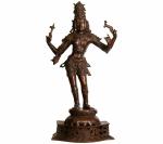 Idol Collections Brown Brass Large Lord Pashupatinath Statue, Gold Krishna Statue With Flute, 20.32 X 8.12Cm