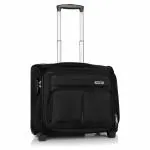 NOVEX Polyester Cabin Luggage Overnighter Laptop Trolley Bag with 2 wheel Laptop Roller Case - Black