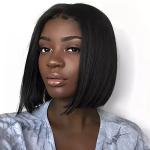 YOFAMA Medium Hair Wig Black Synthetic Fiber Women