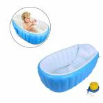 Safe-o-kid Inflatable Baby Bath Tub With Air Pump, Non-Slip, Travel-Friendly, Foldable Shower Pool For Kids - Blue Pack of 1