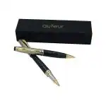 Auteur Black Brass Blue Ink Fancy Ballpoint Pen & Luxury Gel Roller Ball Pen (Pack Of 2)