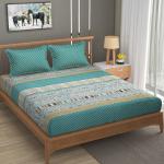 Mafatlal Classic King Size 100% Cotton Printed Bedsheet for Double Bed 120 TC with 2 Pillow Covers