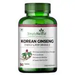 Simply Herbal 1000mg Natural Korean Red Ginseng Capsule for Men & Women, Support Healthy Immune System, Heart Health, Promote Endurance, Increase Performance, Fatigue, Energy & Focus (90 Veg Capsules)