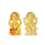 DARIDRA BHANJAN - Laxmi Ganesh Idol Set Bhagwan Ganpati Murti Metal Statue , Brass Laxmi Ganesh Sitting on Lotus Flower Idol , Laxmi Ganesha Statue , Ganpati Murti.