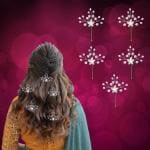 LYKAA Bridal Hair Pins Floral Hair Vine 5Pcs Set, Pearl Crystal flower Hair Accessories Hairclip/Juda Bun for Women and Girls Bridesmaids Wedding Anniversary (Silver)