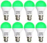 3A BRIGHT 9-Watt B22 Round Green LED Bulb (Pack of 8)