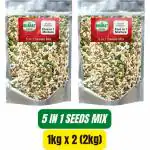 Bharat Super Foods 5 in 1 Premium Raw Mix Seeds for Eating - Sunflower, Pumpkin, Flax, Watermelon &, Muskmelon Seed- All Equal - 2 kg (Pack of 2)