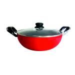 Black Diamond 3.2 mm Non-Stick Kadai with induction bottom and glass lid