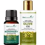 She Essential Rosemary Essential (15ml) And Olive Oil (100ml) For Anti Hair Fall, Hair lose (115ml)|