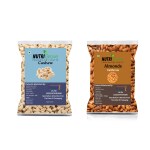 NutriGrove California Almonds and Premium Cashew Pack Of 2 Each 100 Gram - Healthy Snack Mix