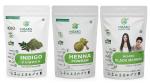 NISARG ORGANIC FARM Combo of Indigo, Henna Leaf, and Herbal Black Mehndi I Traditional Method Made I for Hair Care & Growth I for Natural Hair Colorant Black/Brown Hair & Beard Dye/Color - 200g x 3 Pack