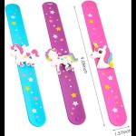 PREZZIE VILLA Pack of 2 Slap Bracelets Silicone Animal Snap Wristbands Birthday Party For Girls Gifts Favors (Unicorn)