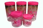 ROYAL SHAPPIRE Red Stainless Steel Container Set 1100 ml set of 5